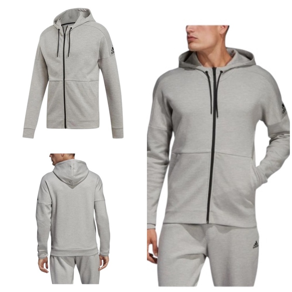 ADIDAS Stadium Full-Zip Sport Hoodie Jacket -- Size XL -- Light Gray *EUC*